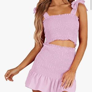 Pink two piece dress set